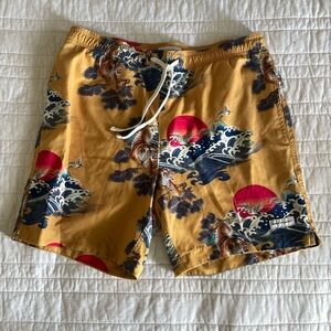 Modern Amusement Gold and Red Swim Board Shorts